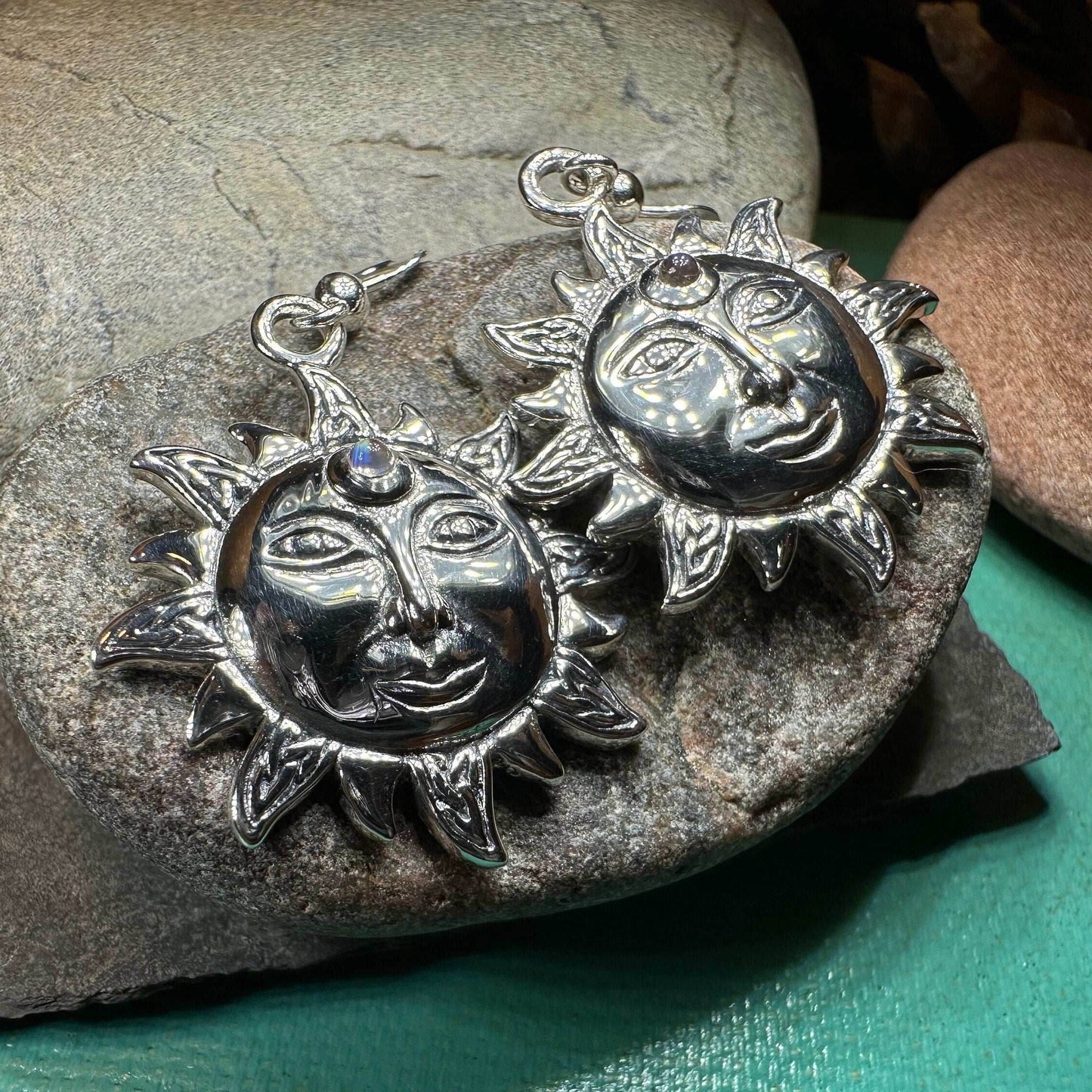 Celtic Skies Sun Moonstone Earrings - 