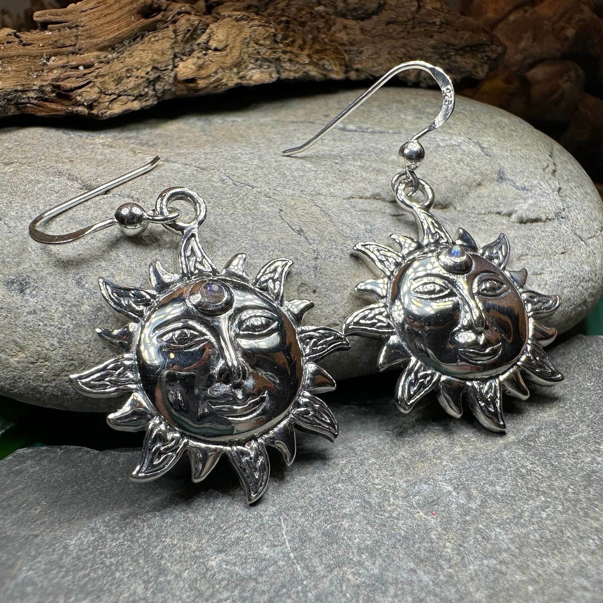 Celtic Skies Sun Moonstone Earrings - 
