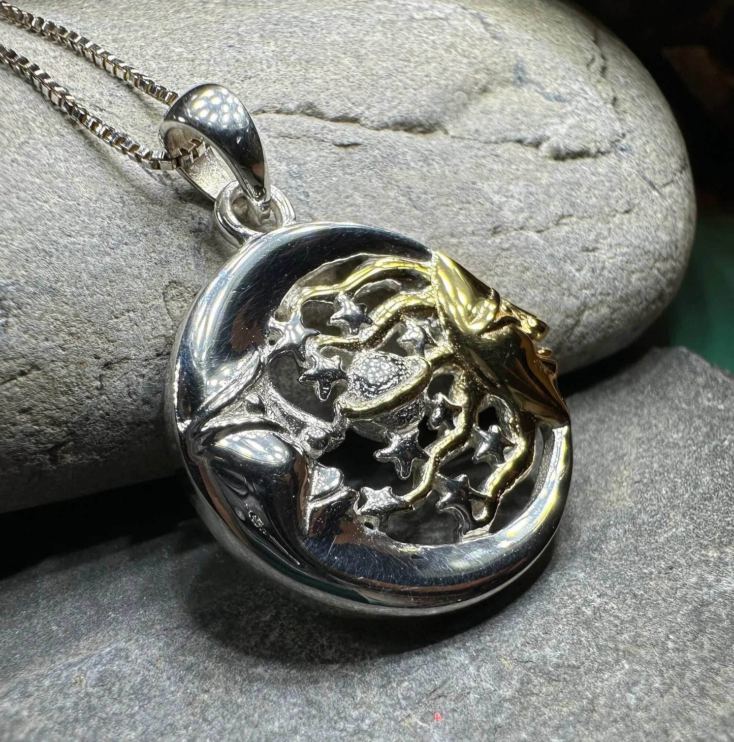 Golden Universe Sun & Moon Necklace - 18
