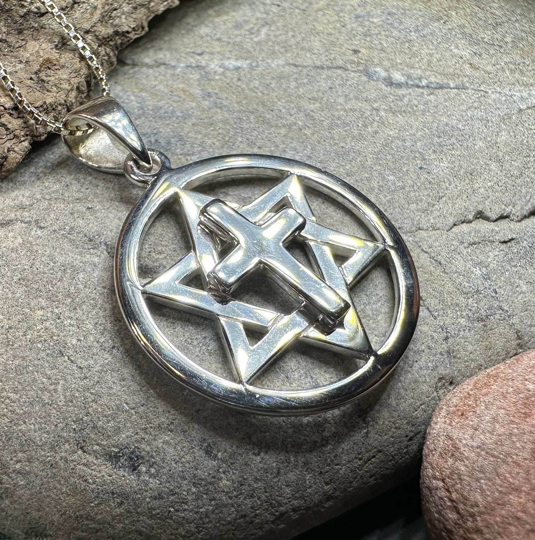 Star of David Cross Necklace - 18