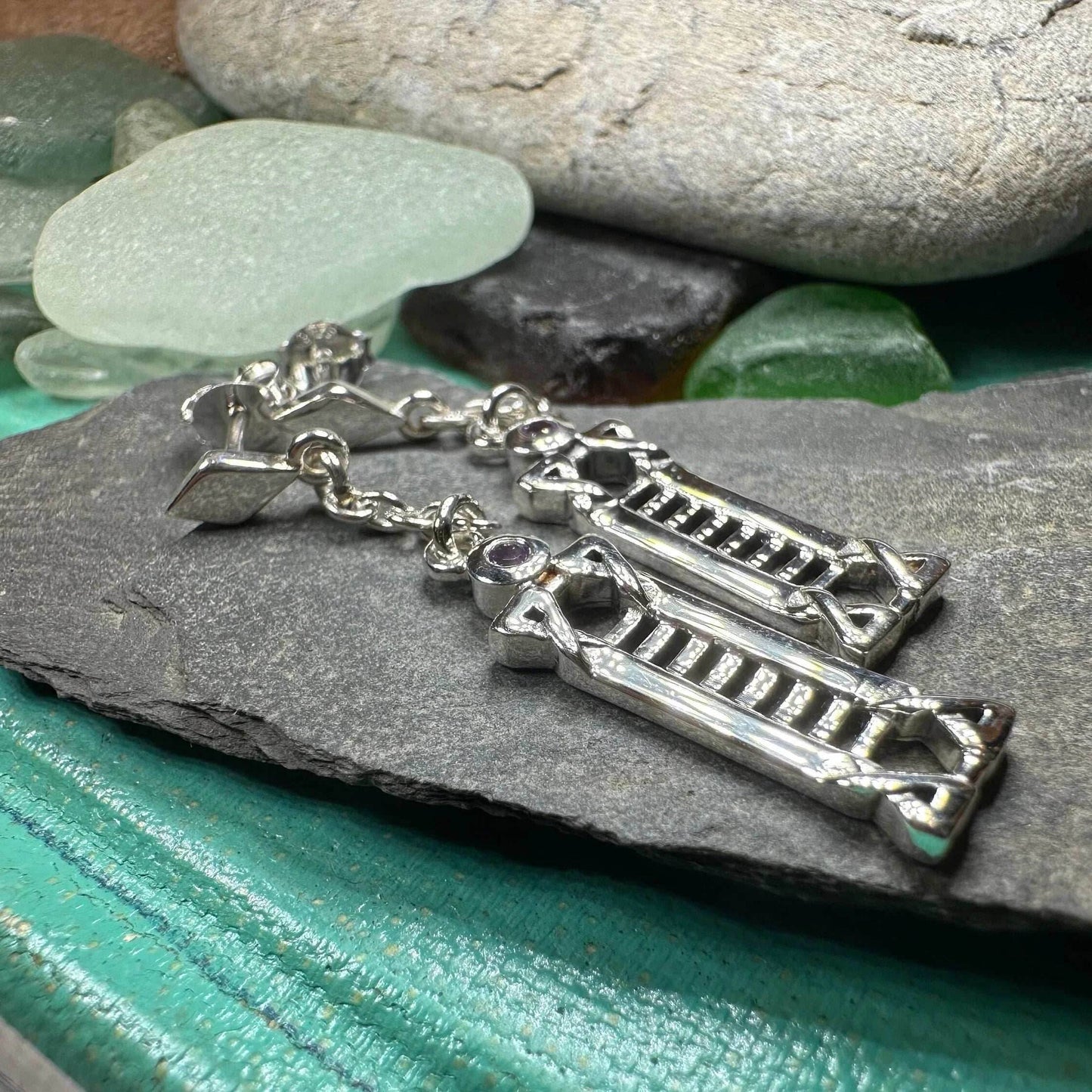 Calista Art Deco Earrings - Amethyst