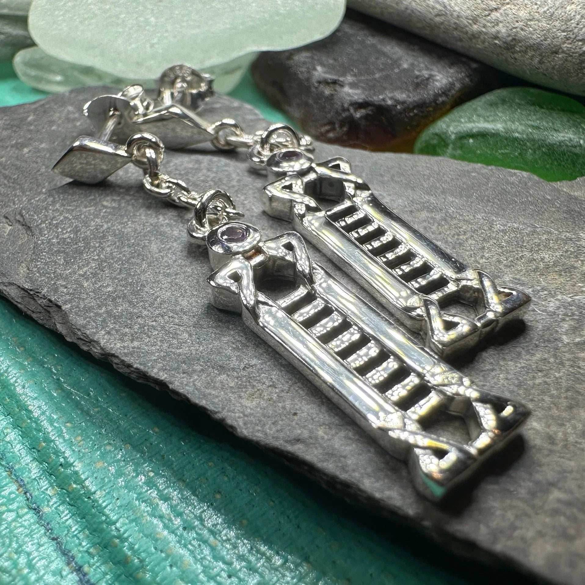 Calista Art Deco Earrings - Amethyst