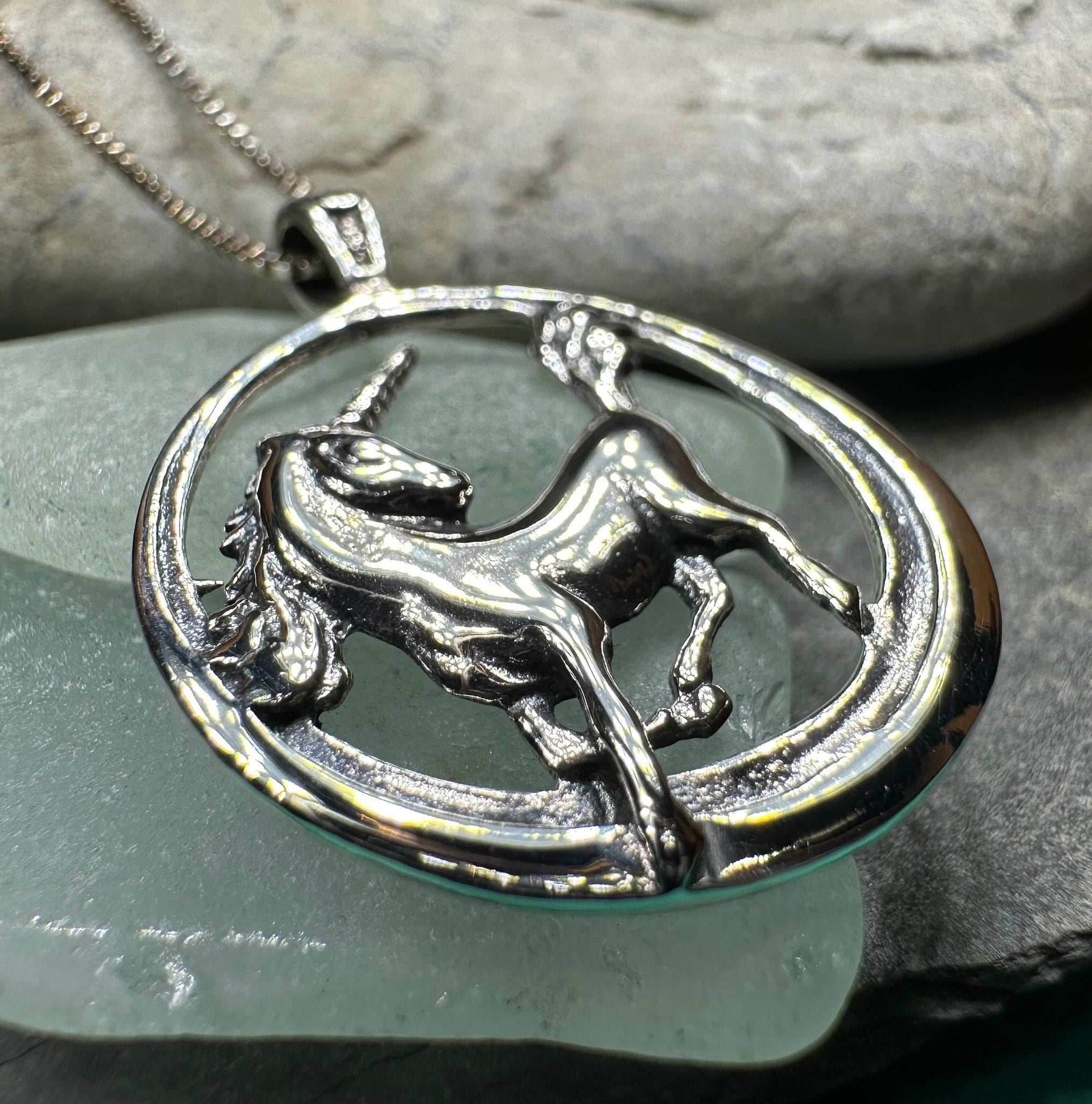 Prancing Unicorn Necklace - 18