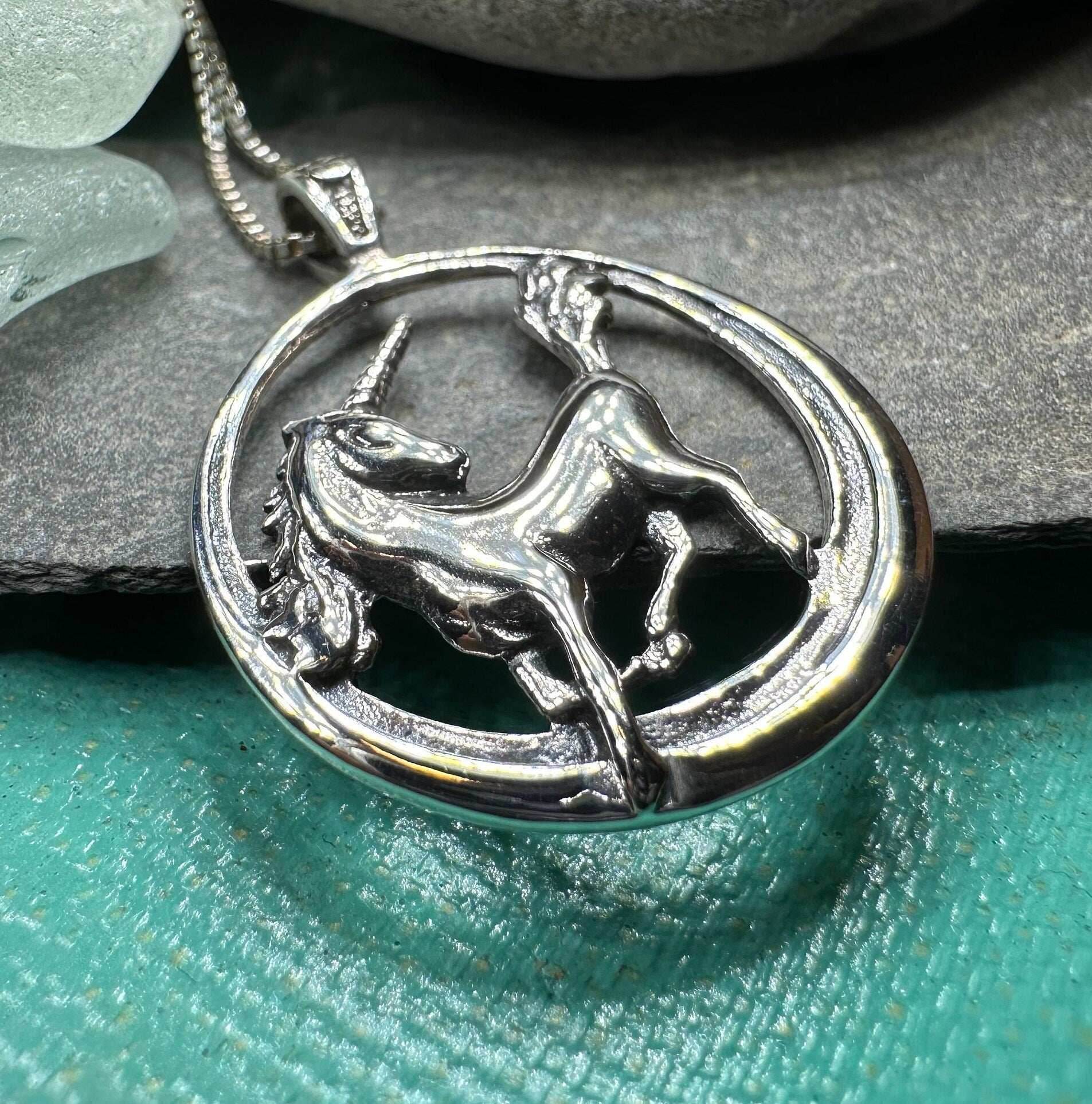 Prancing Unicorn Necklace - 18