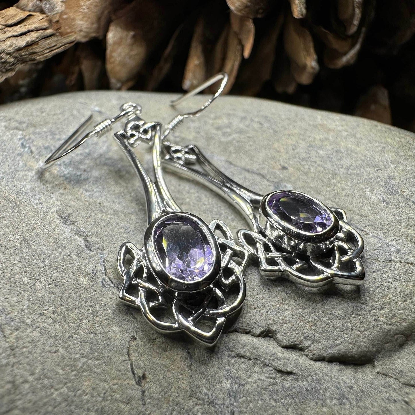 Eira Celtic Knot Earrings - Amethyst
