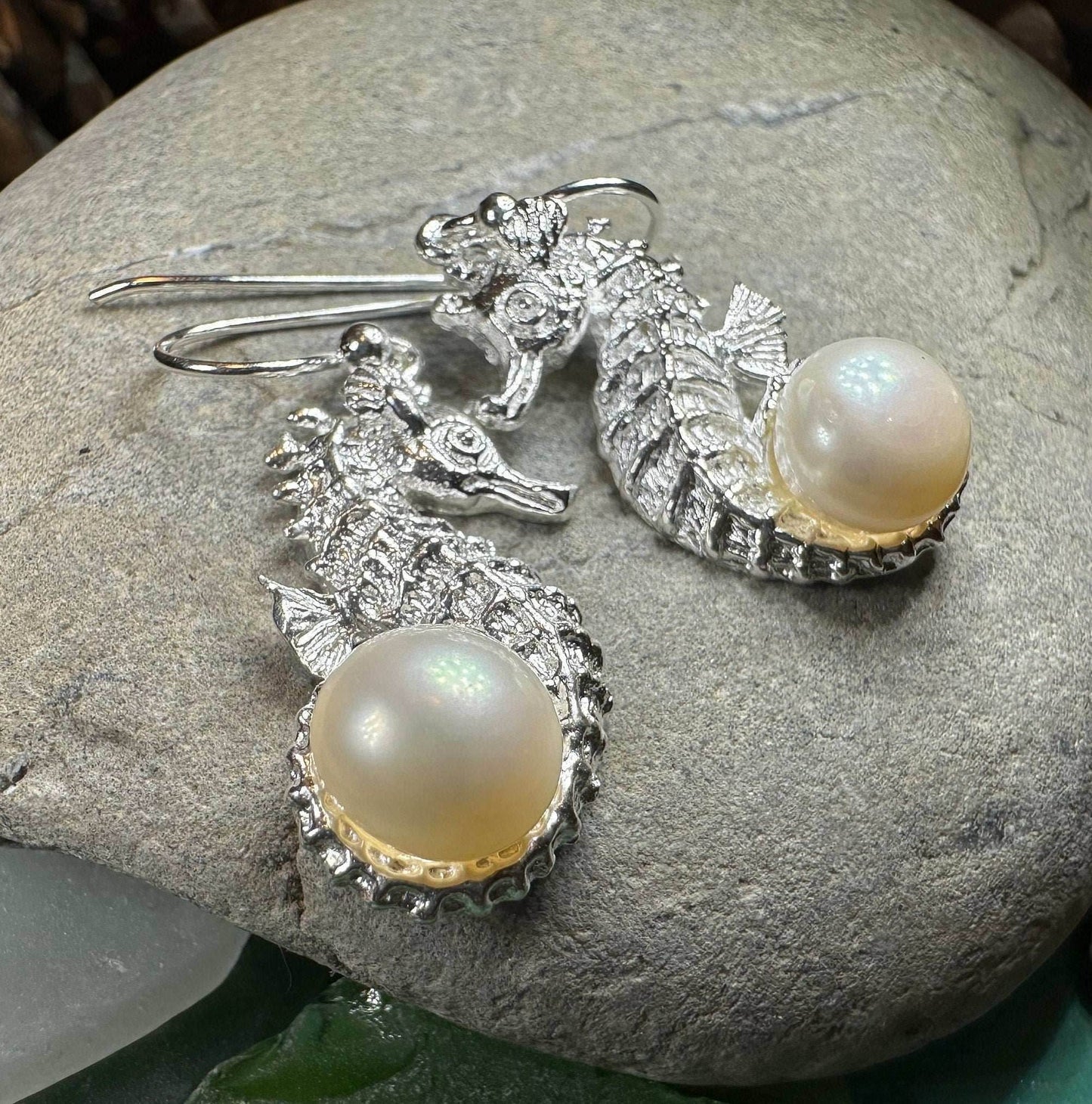 Pearl Seahorse Earrings - 