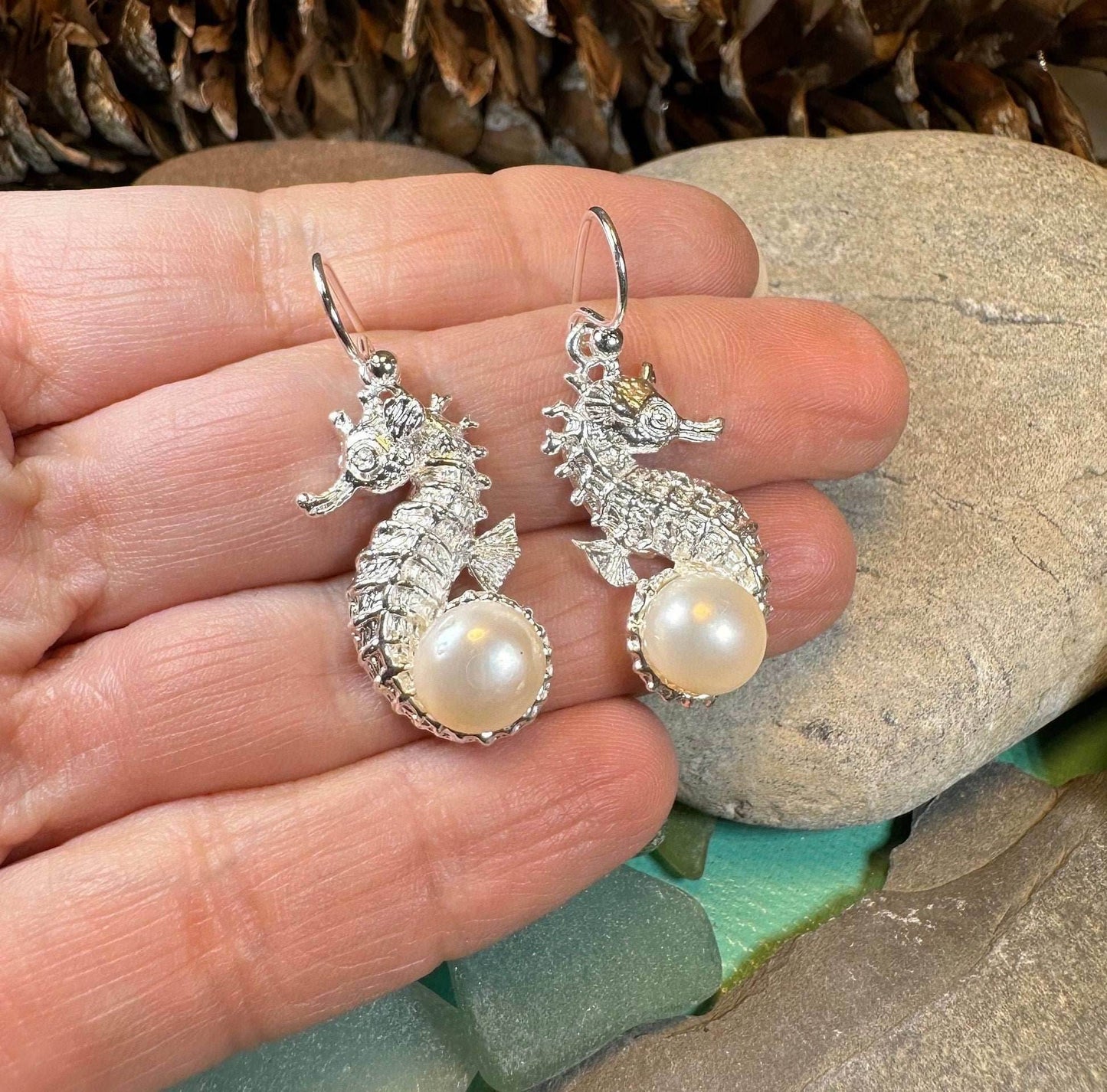 Pearl Seahorse Earrings - 