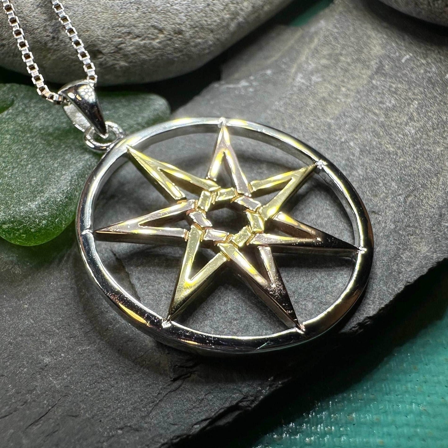Three Tone Elven Star Necklace - 18