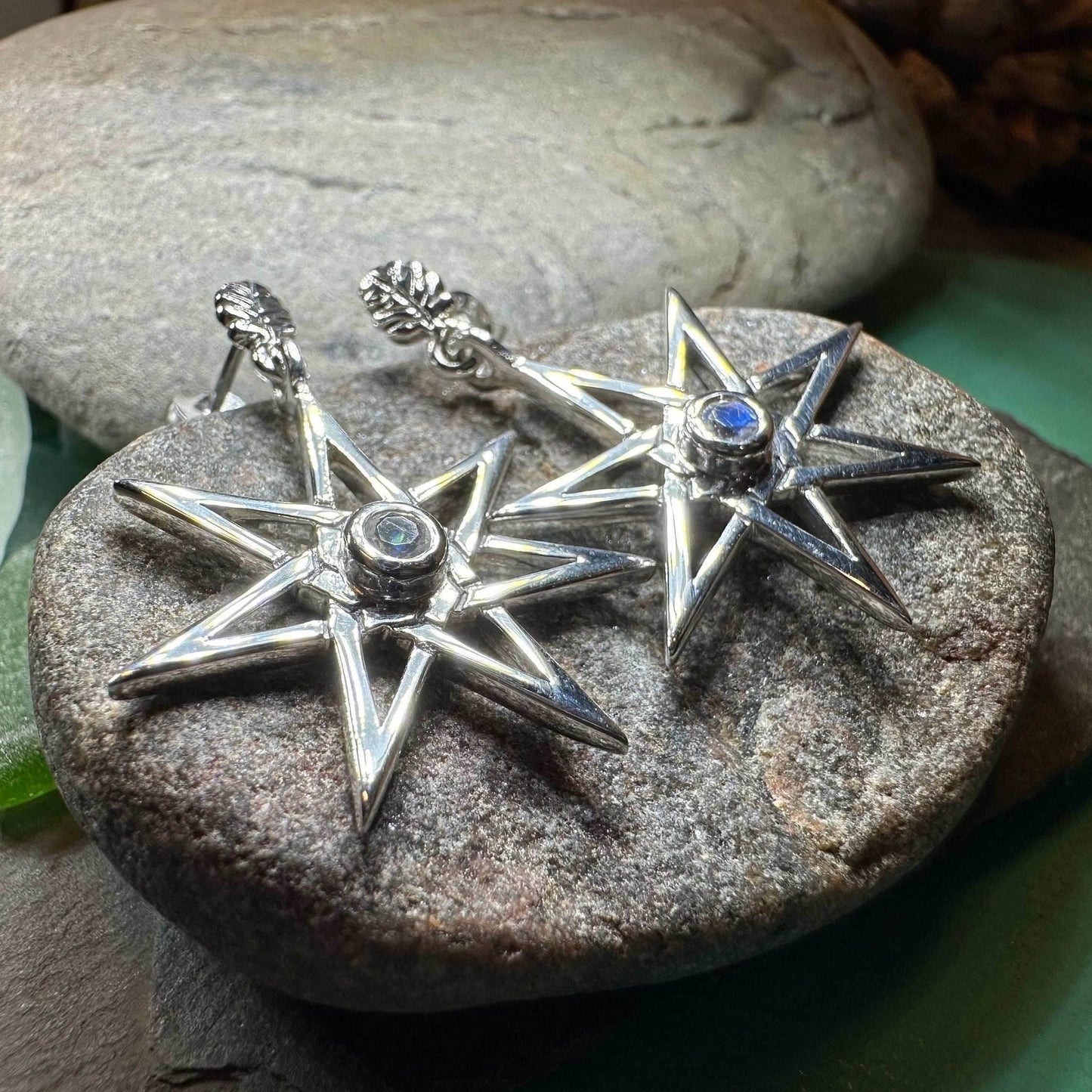 Elven Star Moonstone Earrings - 