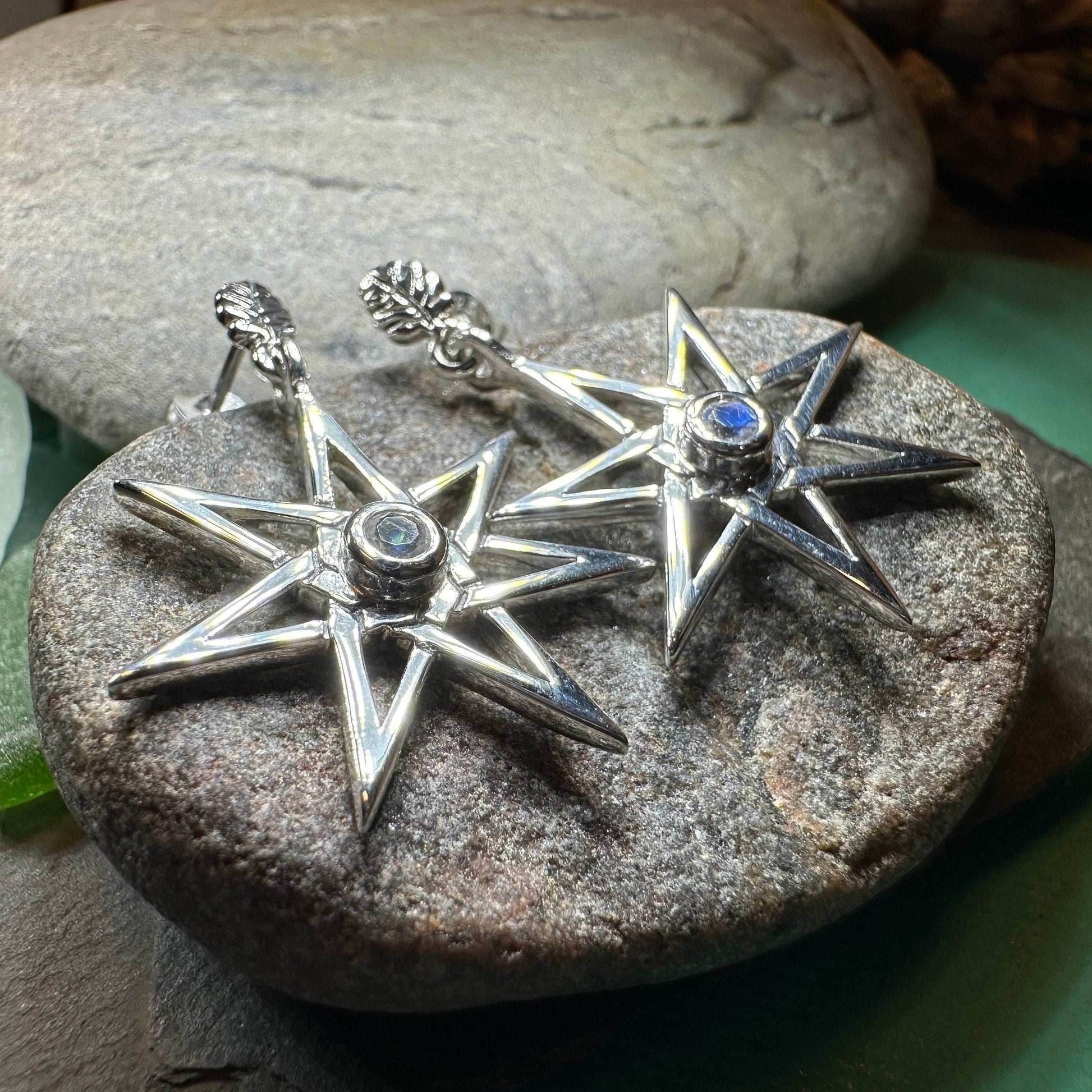 Elven Star Moonstone Earrings - 