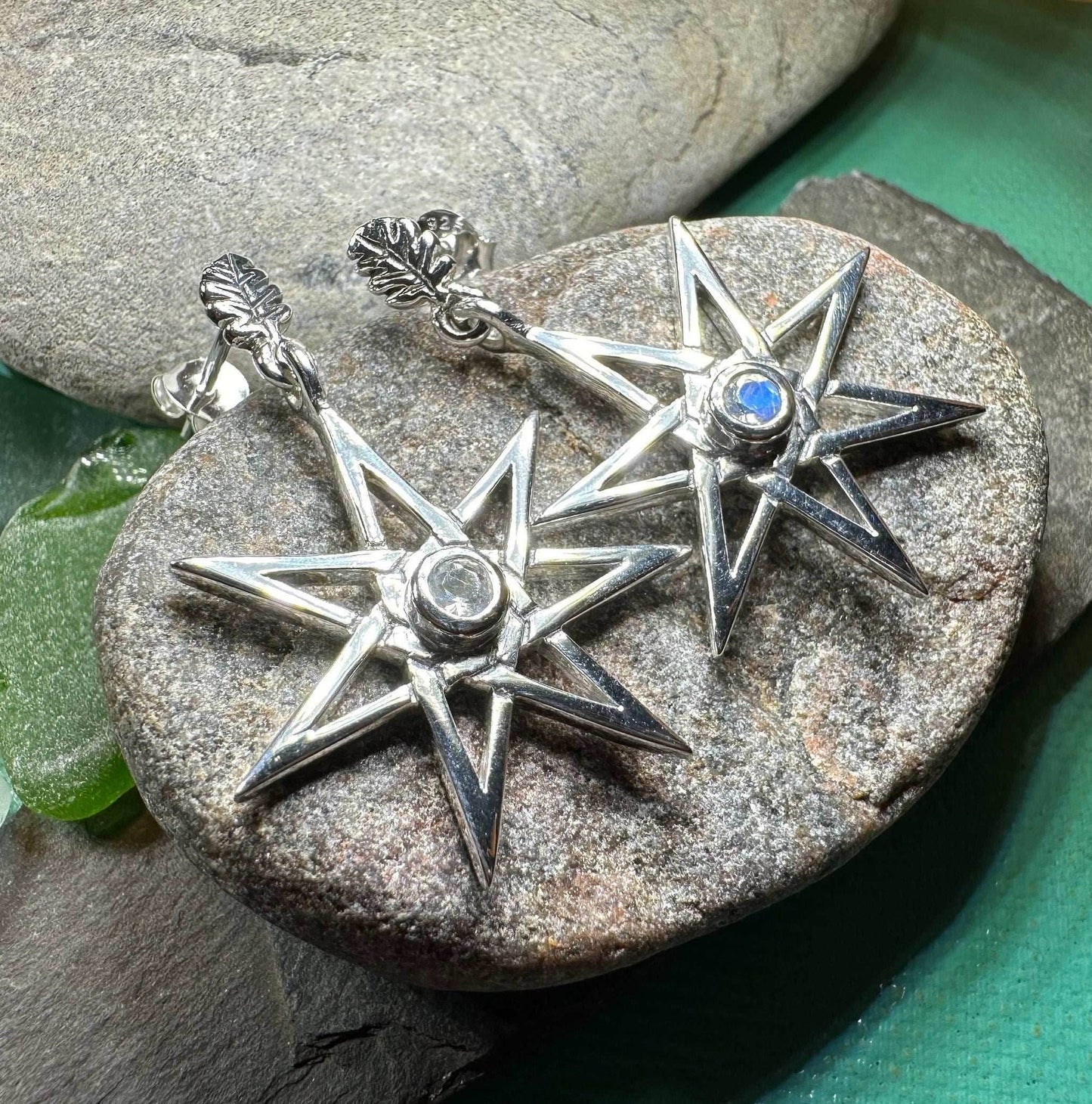 Elven Star Moonstone Earrings - 