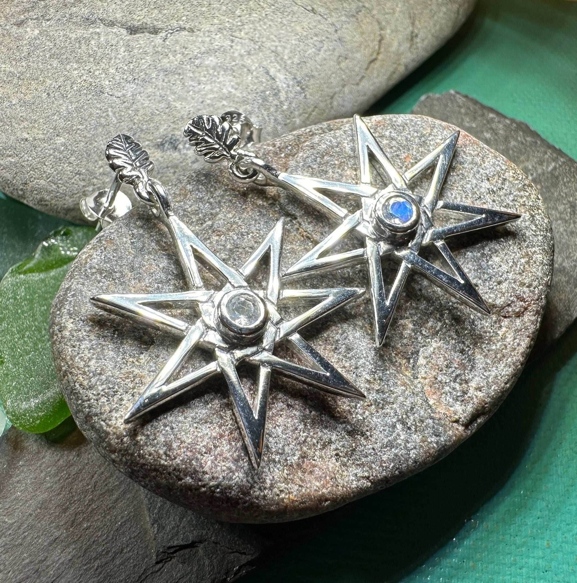 Elven Star Moonstone Earrings - 