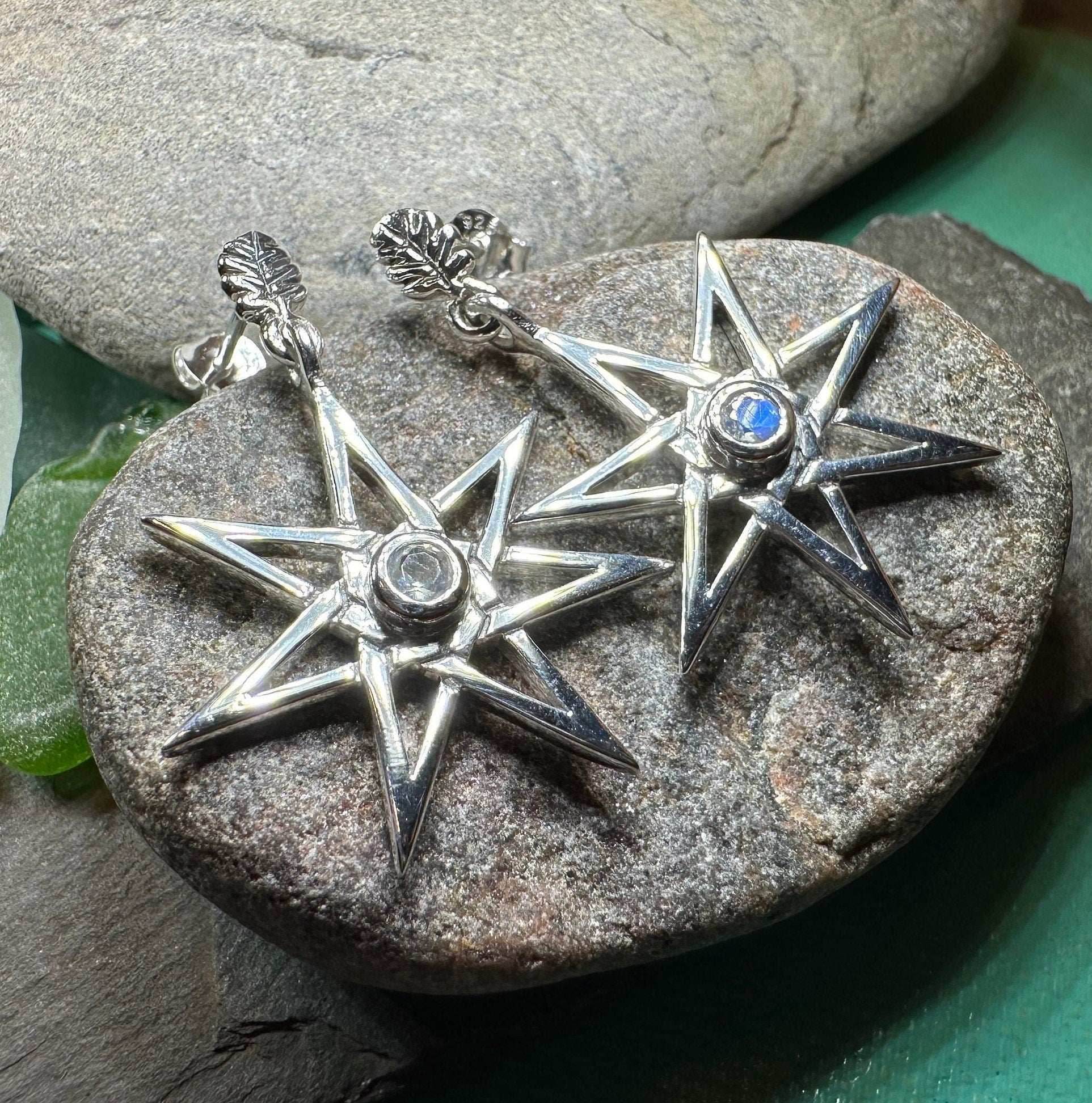 Elven Star Moonstone Earrings - 