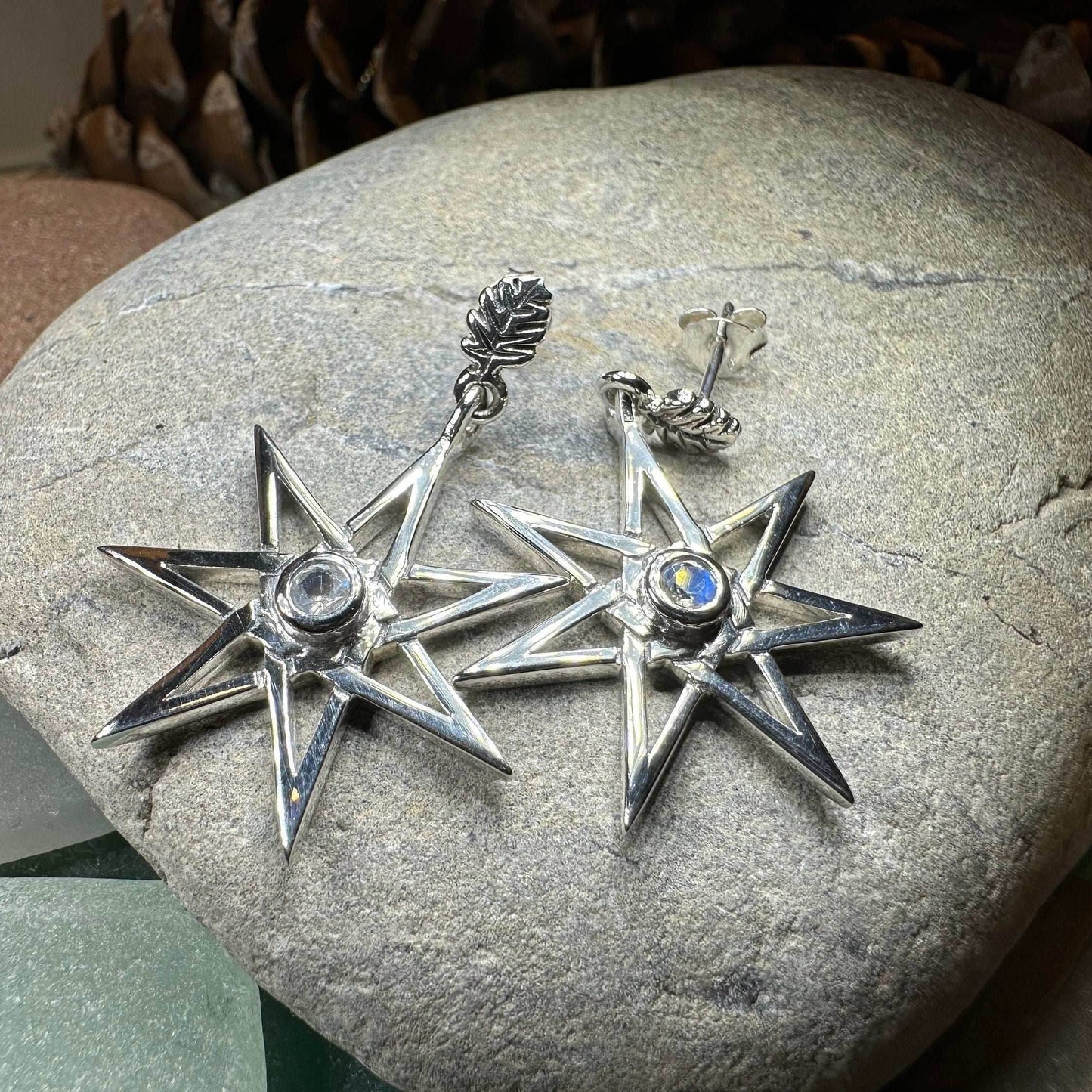 Elven Star Moonstone Earrings - 