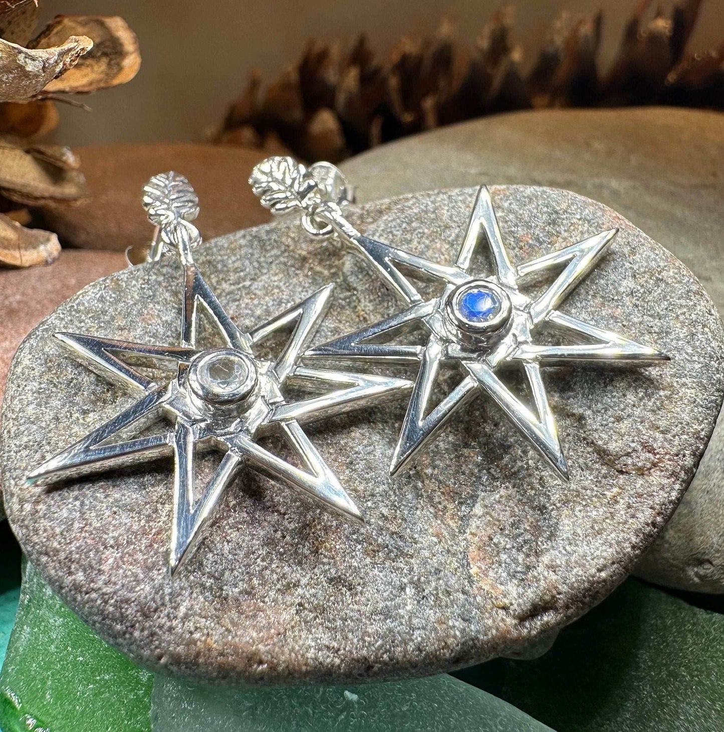 Elven Star Moonstone Earrings - 
