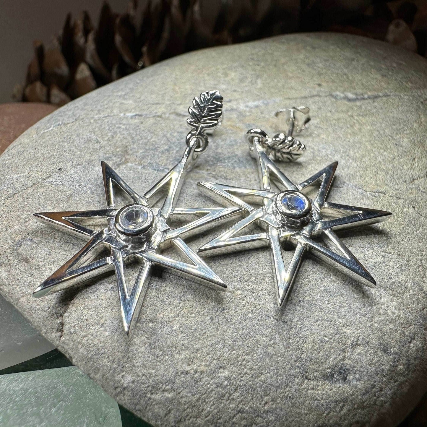 Elven Star Moonstone Earrings - 