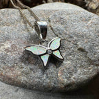 Petite Opal Butterfly Necklace - Pink Opal