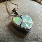 Peace Sign Opal Necklace - 18 / Blue