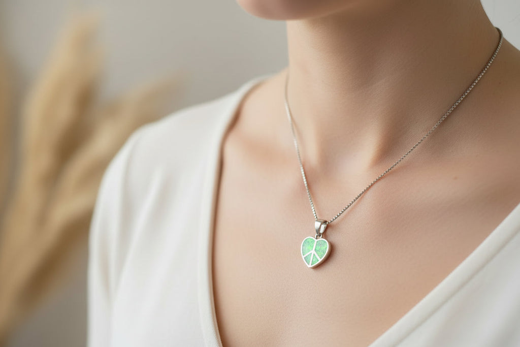 Peace Sign Opal Necklace