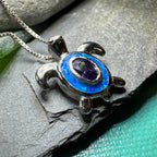 Deep Blue Opal Turtle Necklace - 18