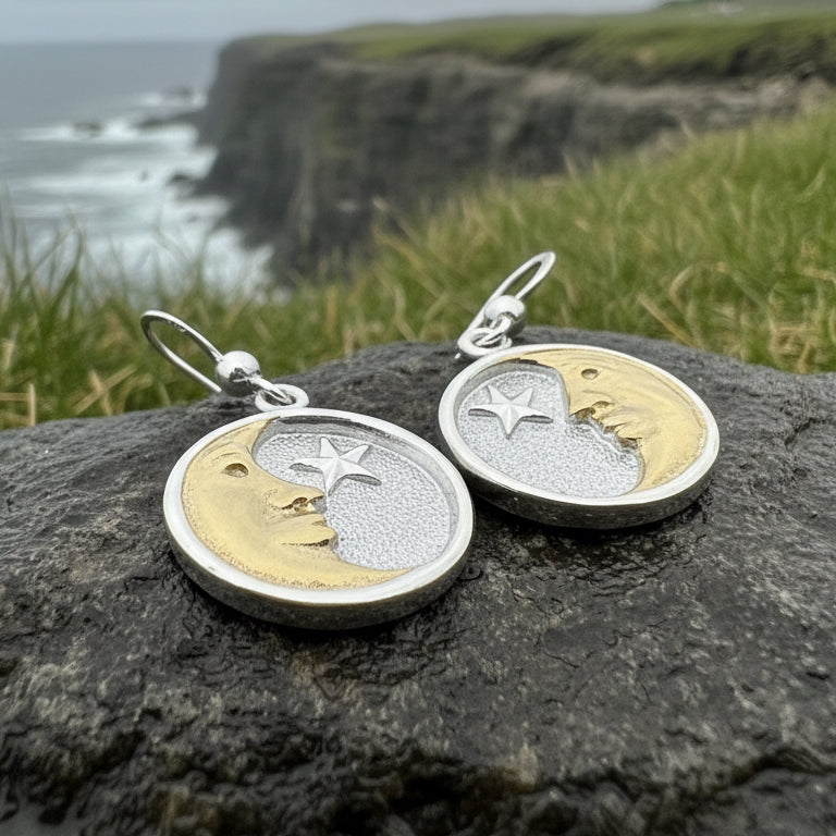 Golden Crescent Moon Earrings
