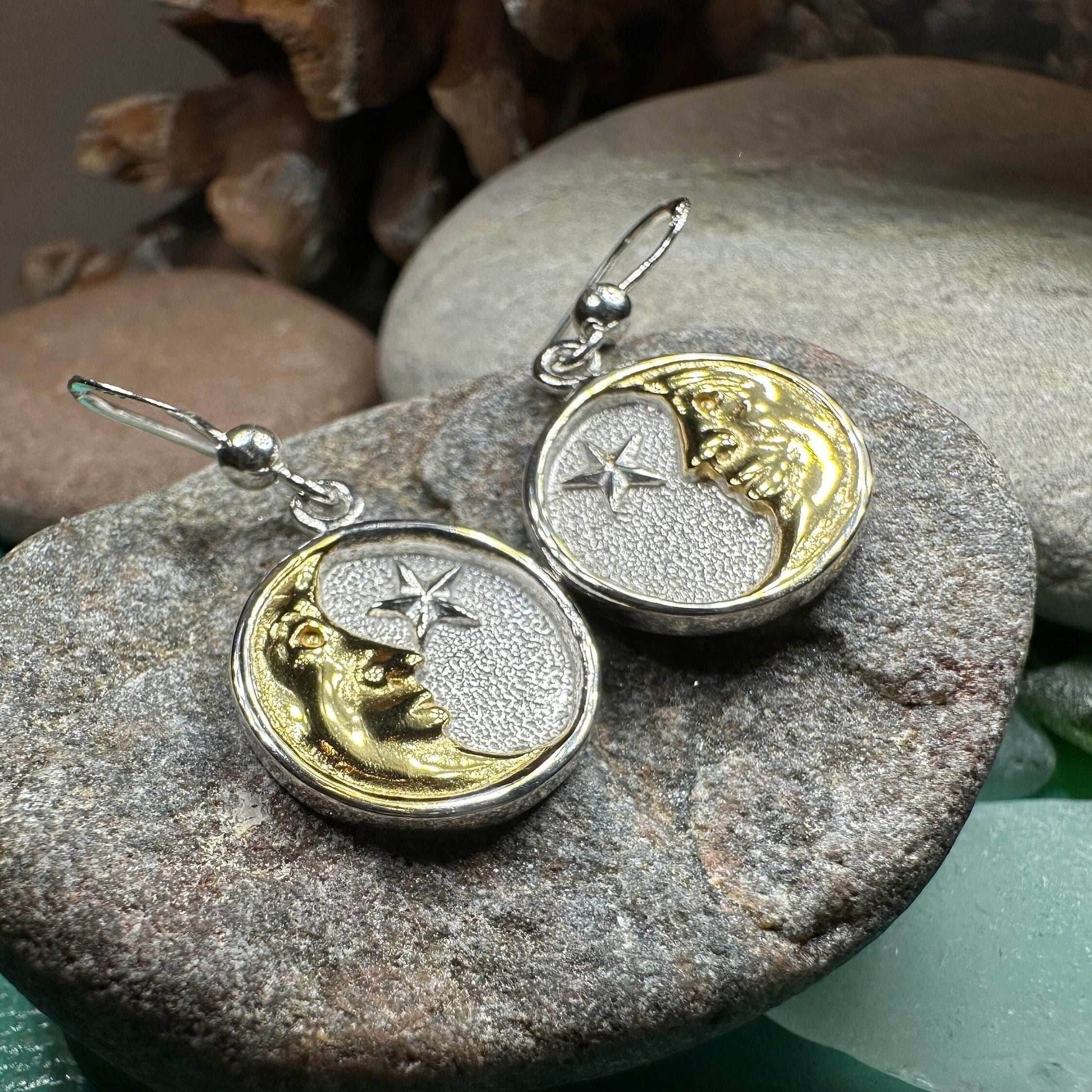 Golden Crescent Moon Earrings - 