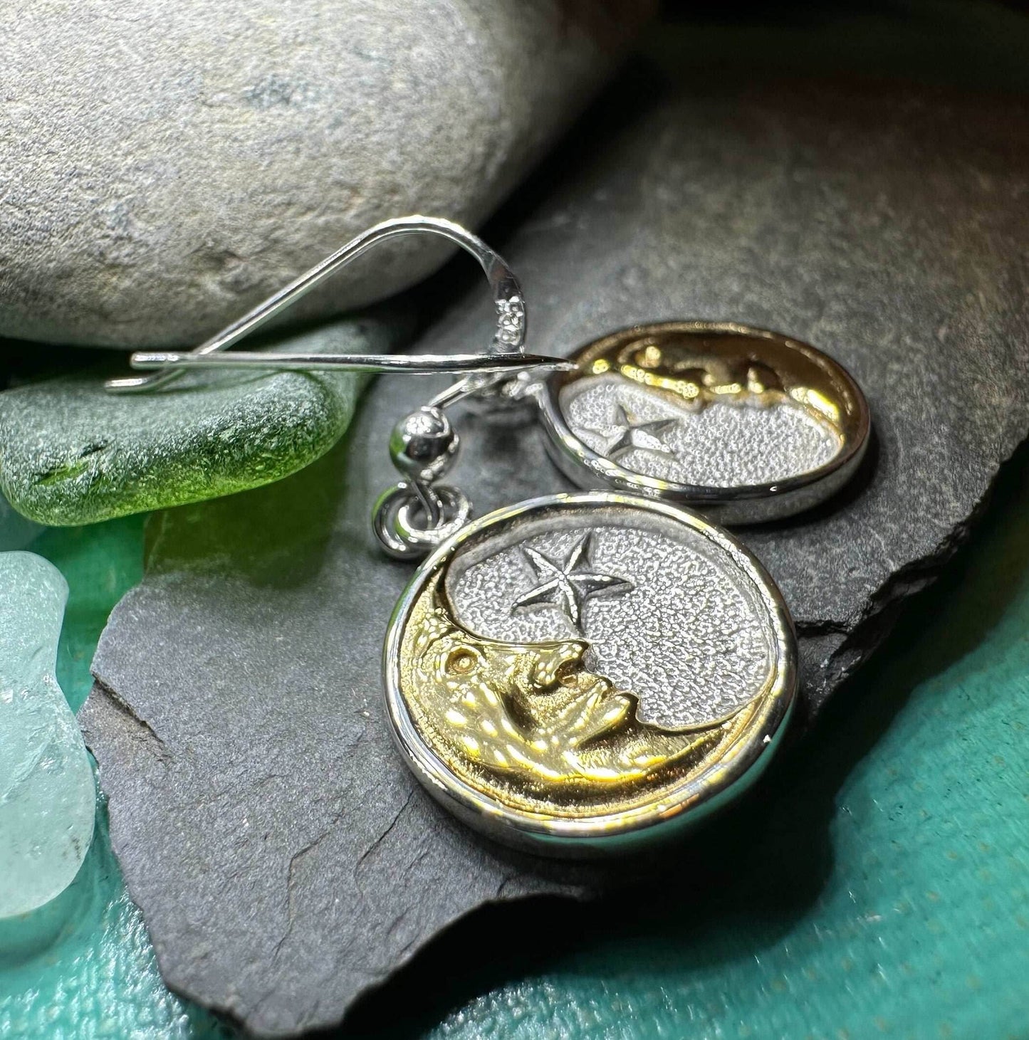 Golden Crescent Moon Earrings - 