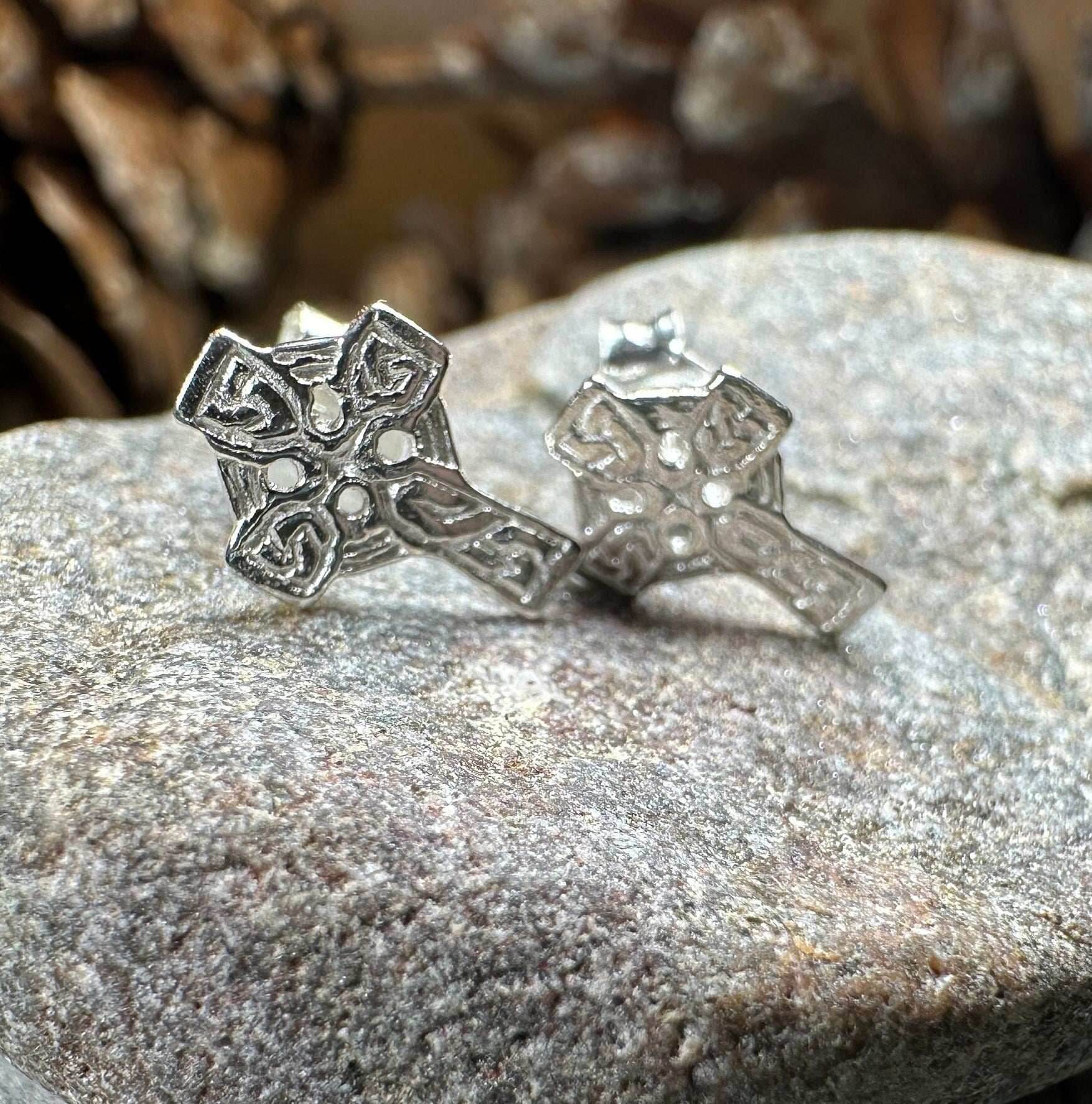 Celtic Cross Stud Earrings - 