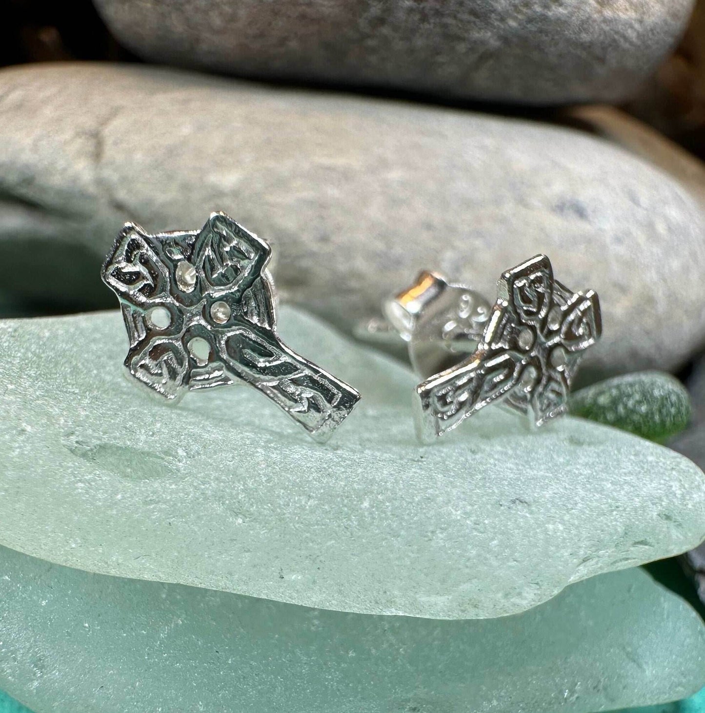 Celtic Cross Stud Earrings - 