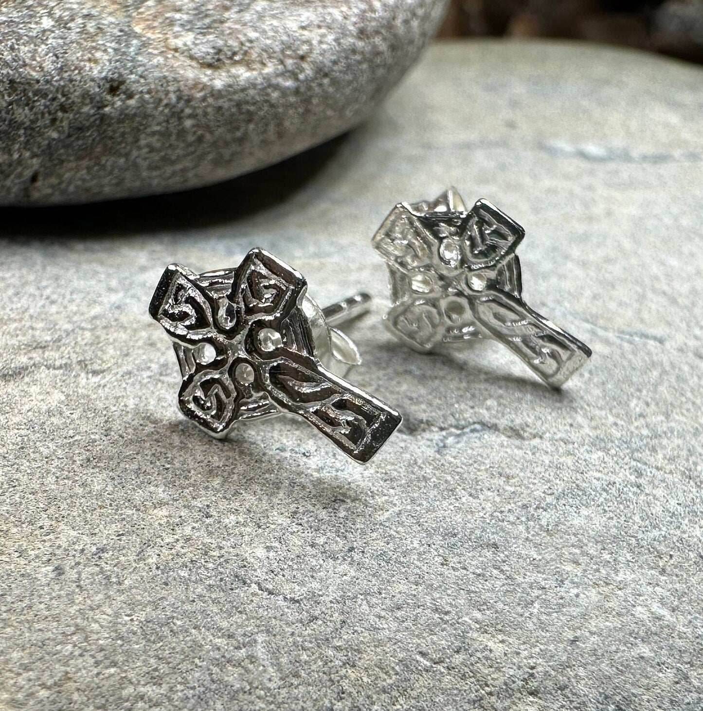 Celtic Cross Stud Earrings - 