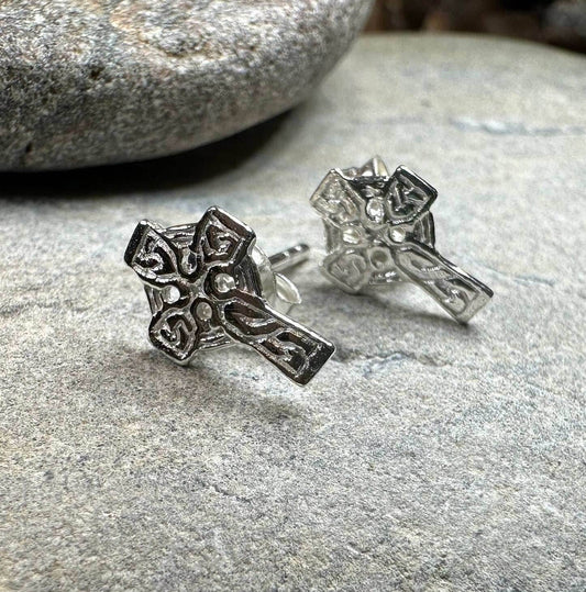 Celtic Cross Stud Earrings - 