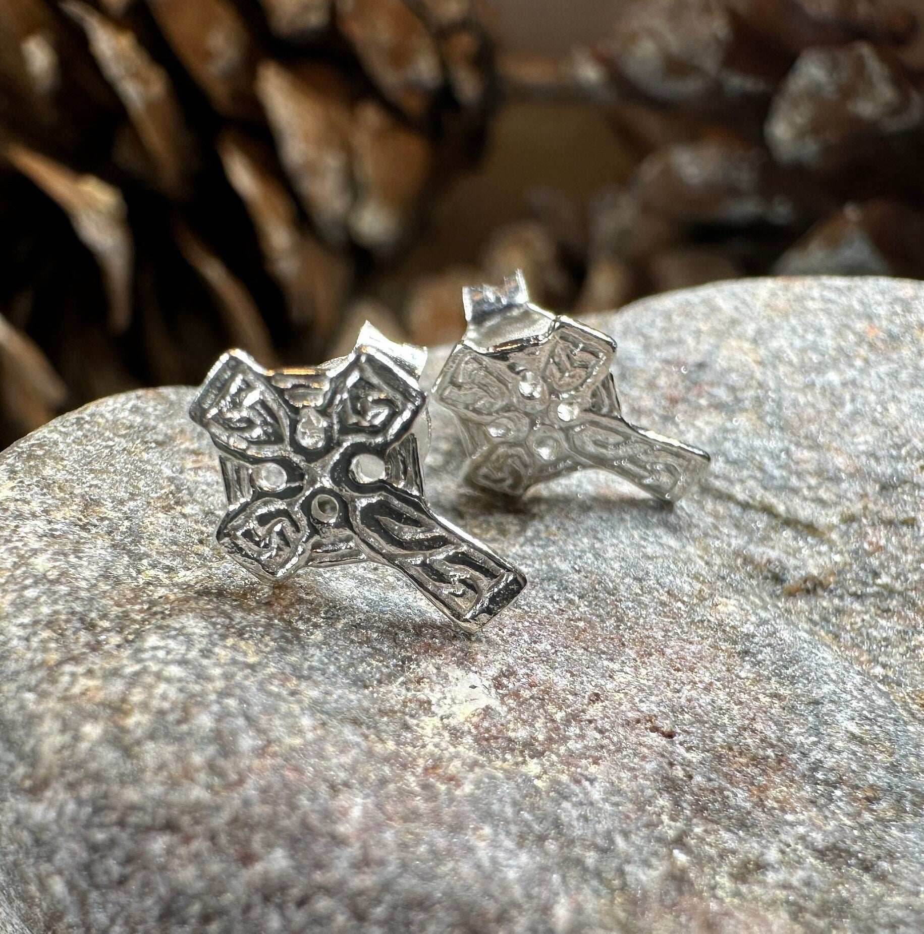 Celtic Cross Stud Earrings - 