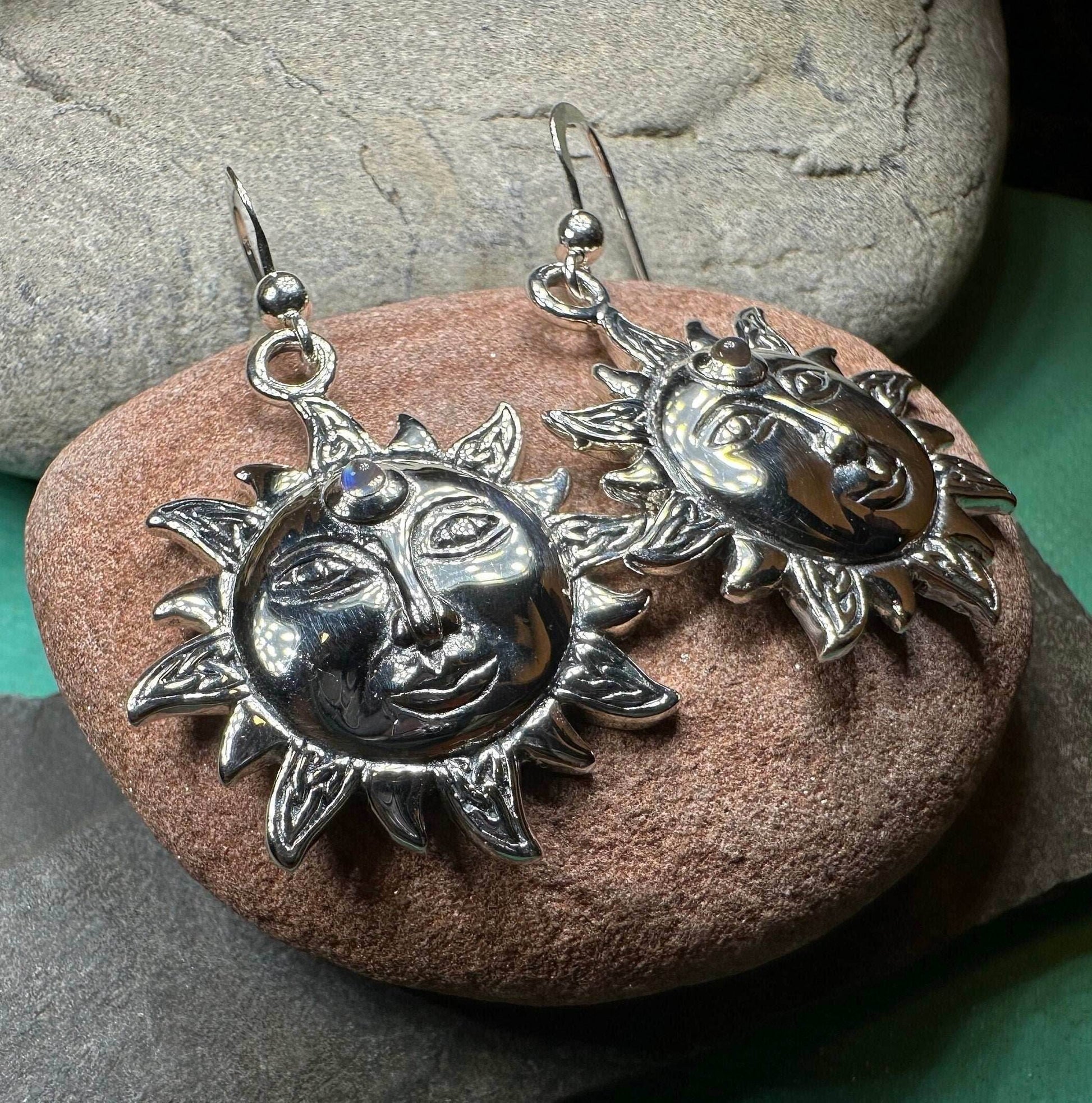 Celtic Skies Sun Moonstone Earrings - 
