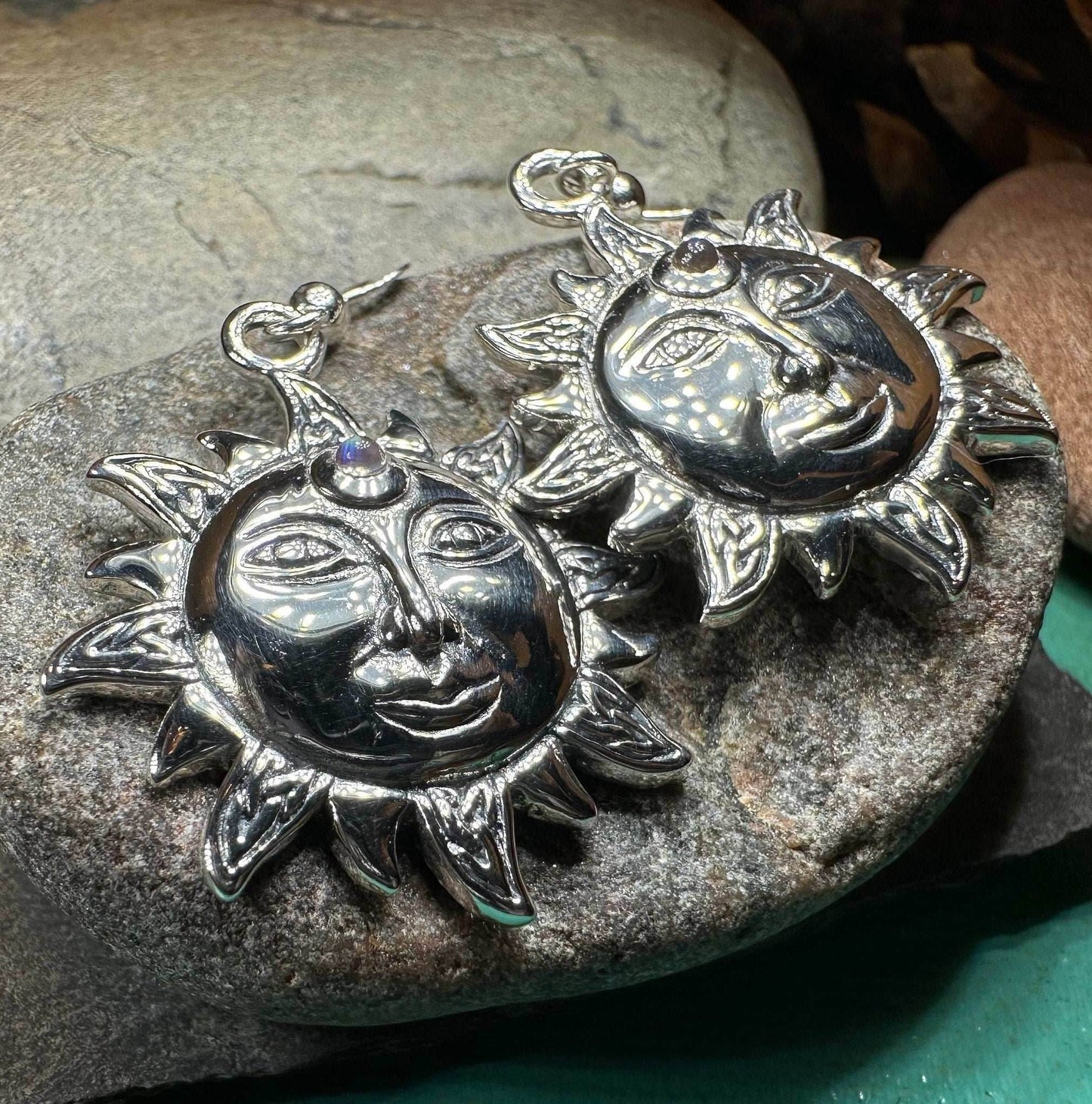 Celtic Skies Sun Moonstone Earrings - 