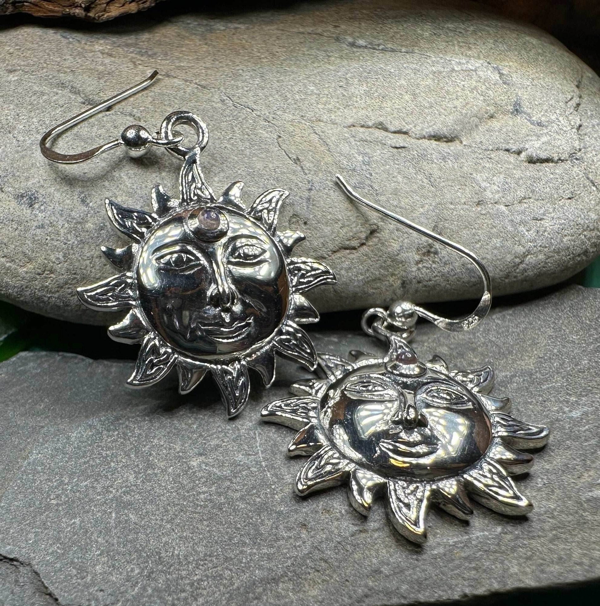 Celtic Skies Sun Moonstone Earrings - 