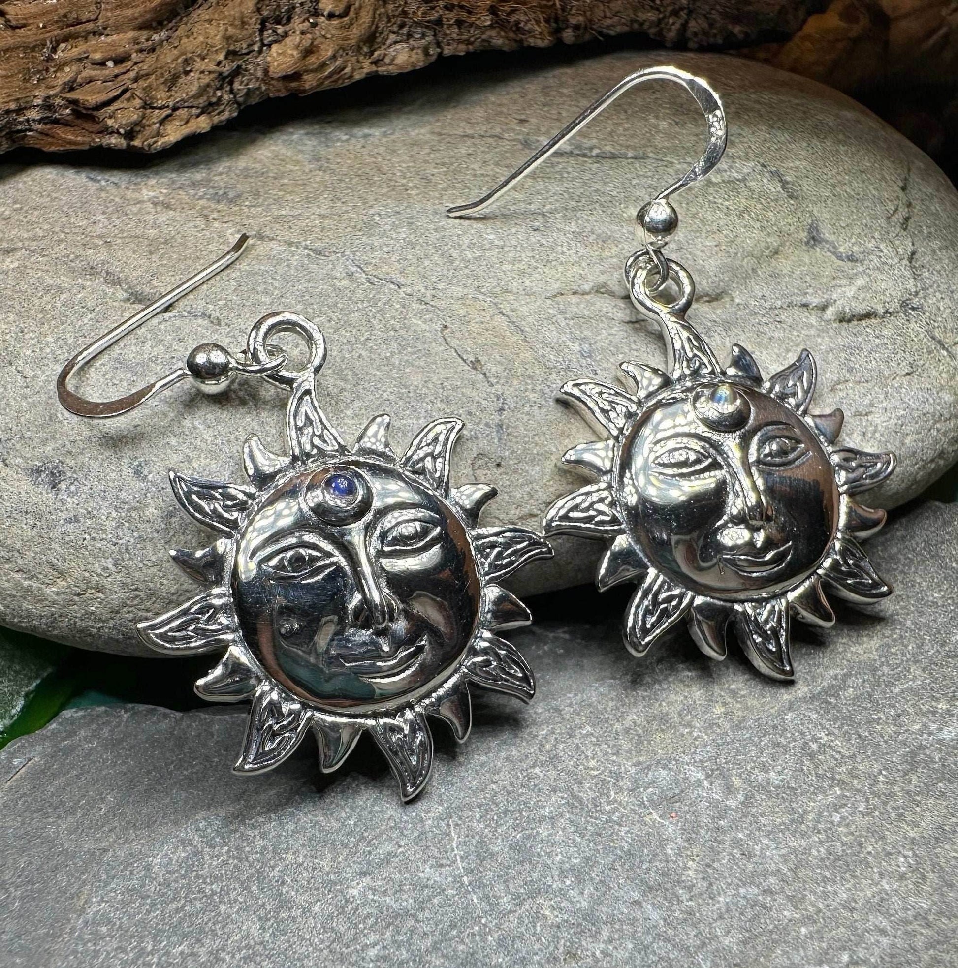 Celtic Skies Sun Moonstone Earrings - 