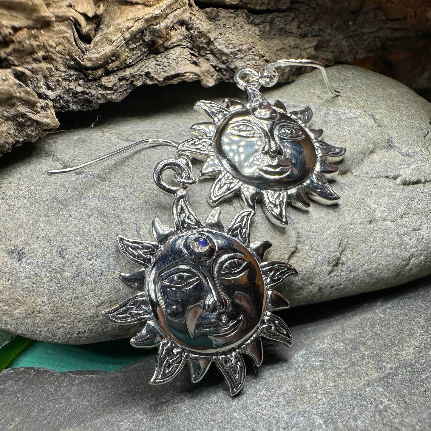 Celtic Skies Sun Moonstone Earrings - 