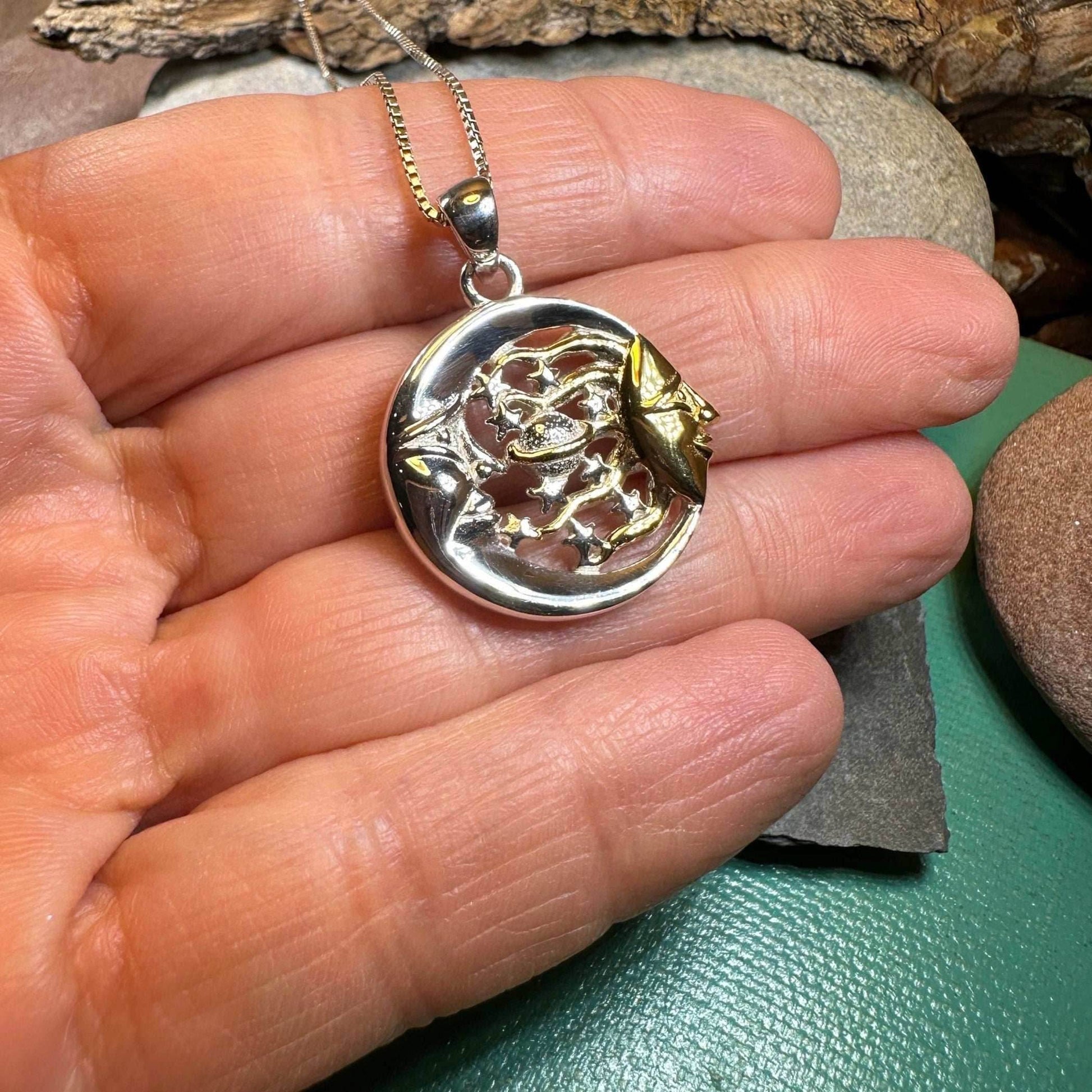 Golden Universe Sun & Moon Necklace - 18