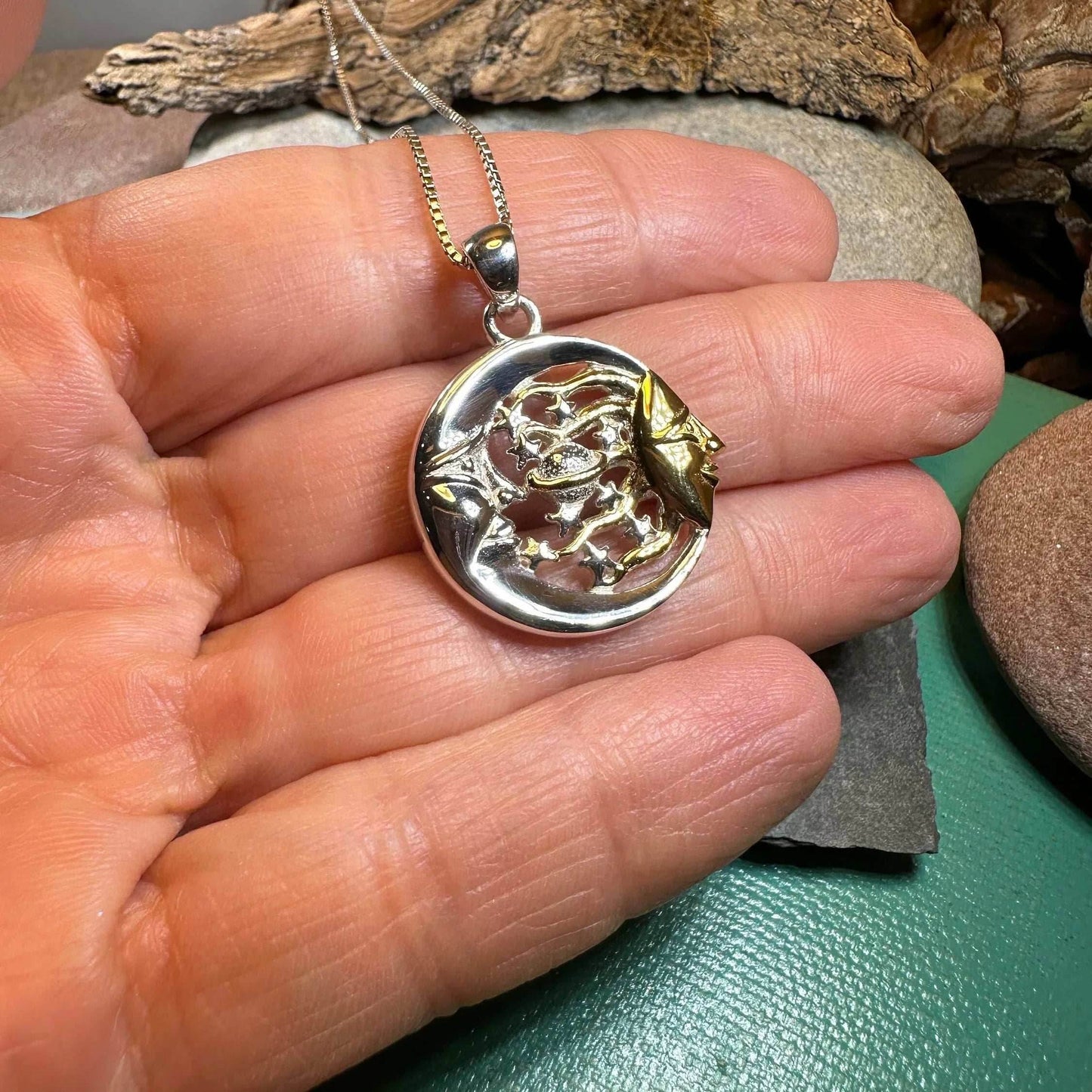 Golden Universe Sun & Moon Necklace - 18