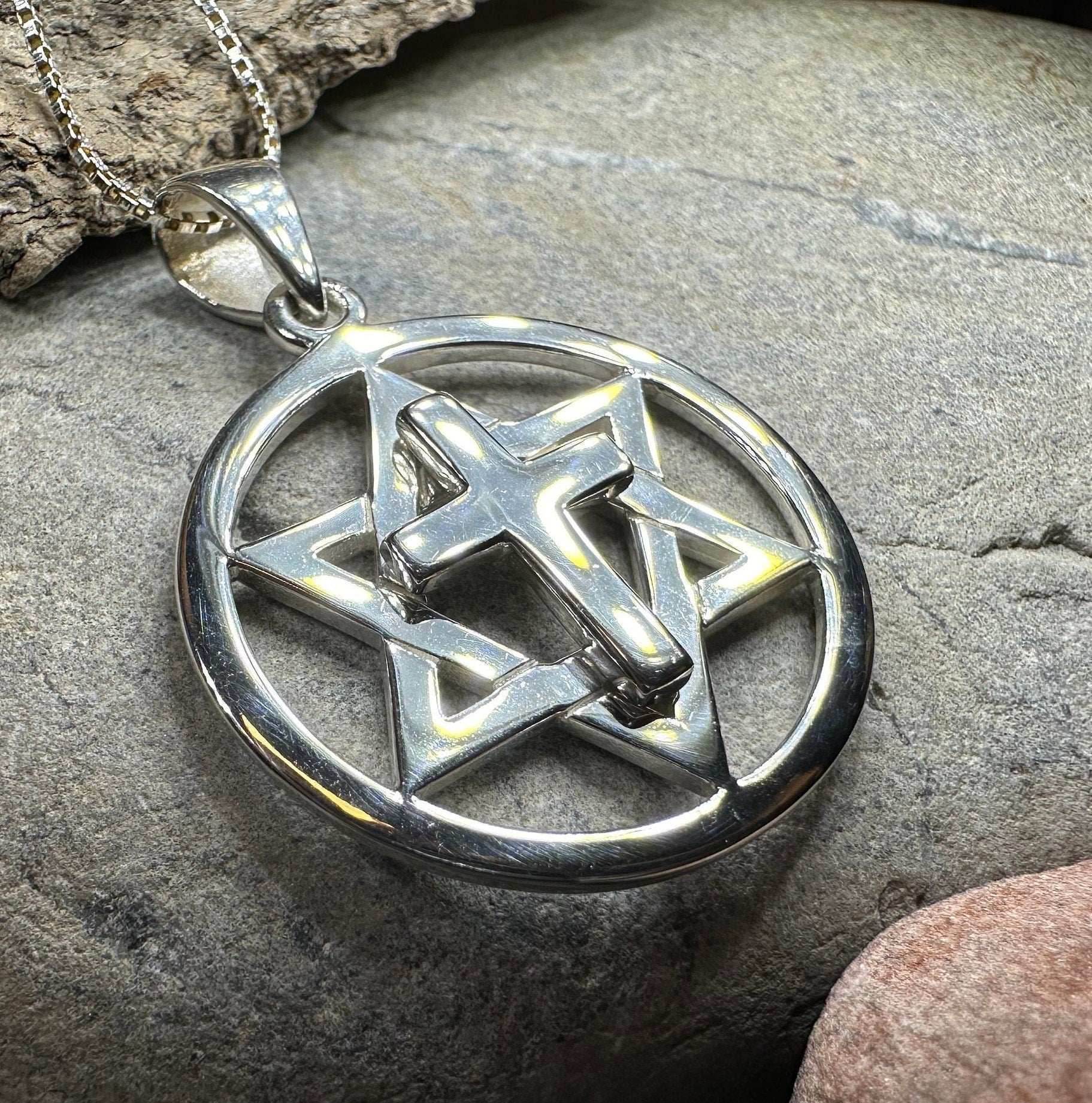 Star of David Cross Necklace - 18