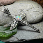 Opal Dragonfly Necklace - Blue Opal