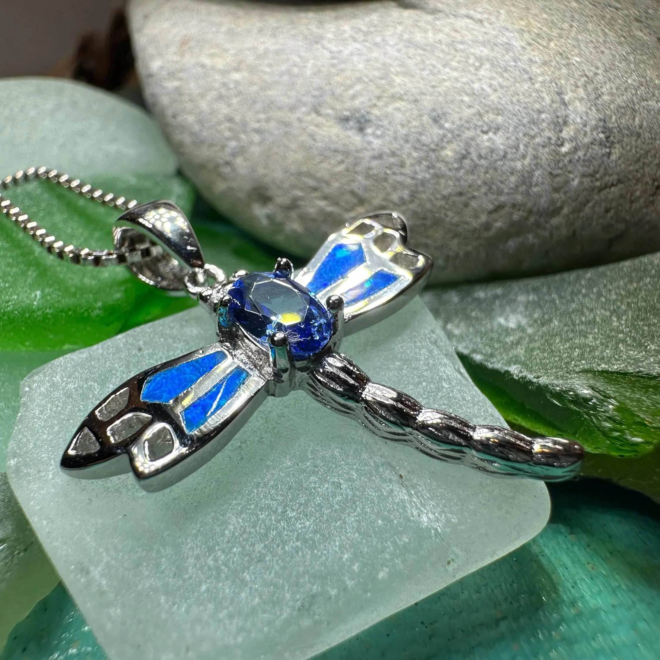 Blue Dream Dragonfly Necklace - 18
