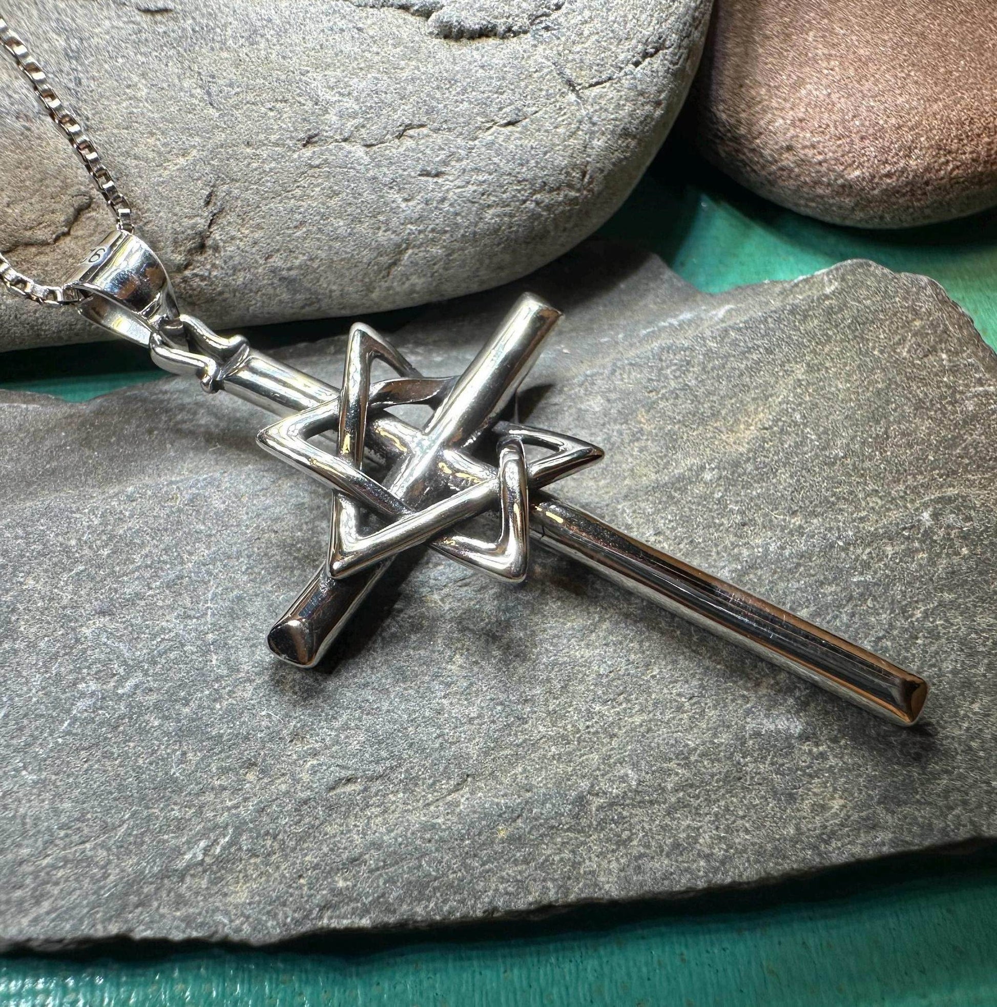 Large Star of David Cross Necklace - 18