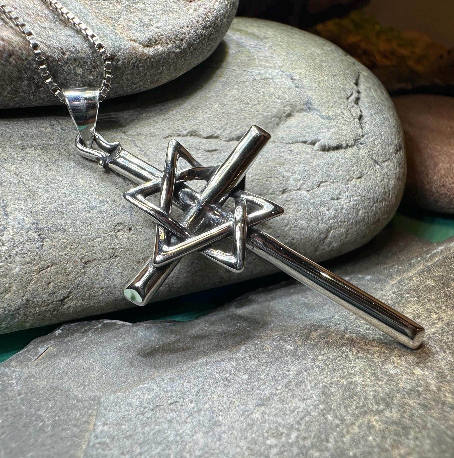 Large Star of David Cross Necklace - 18