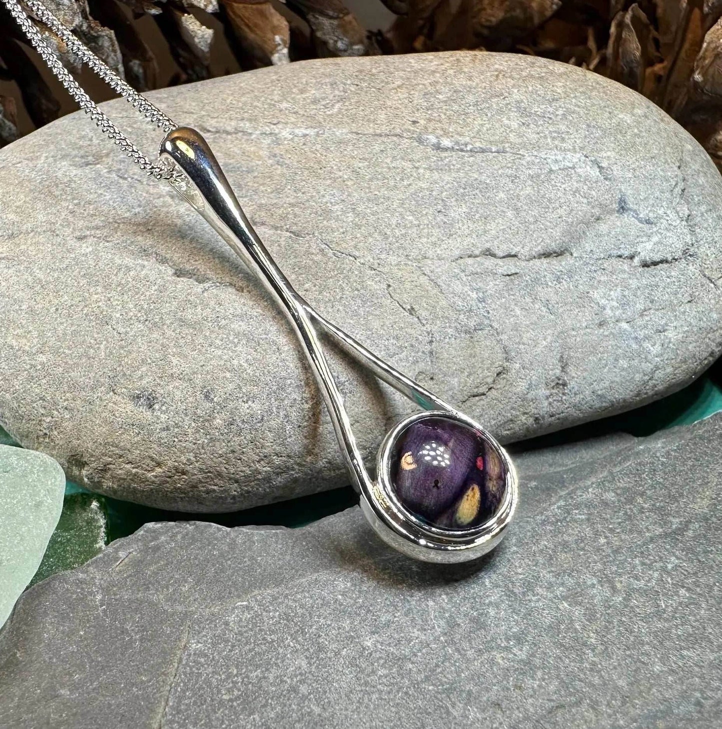 Scottish Raindrop Heathergems Necklace - Purple