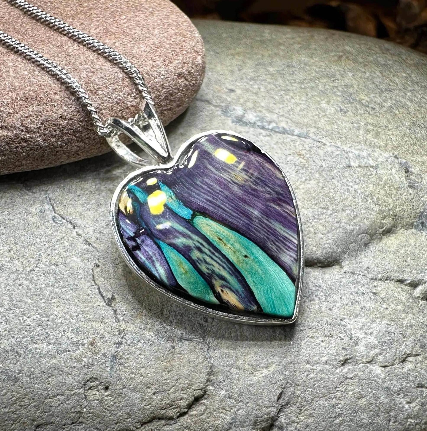 Scottish Heathergems Heart Necklace - Purple Multi