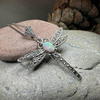 Opal Dragonfly Necklace - White Opal