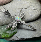 Opal Dragonfly Necklace - Blue Opal