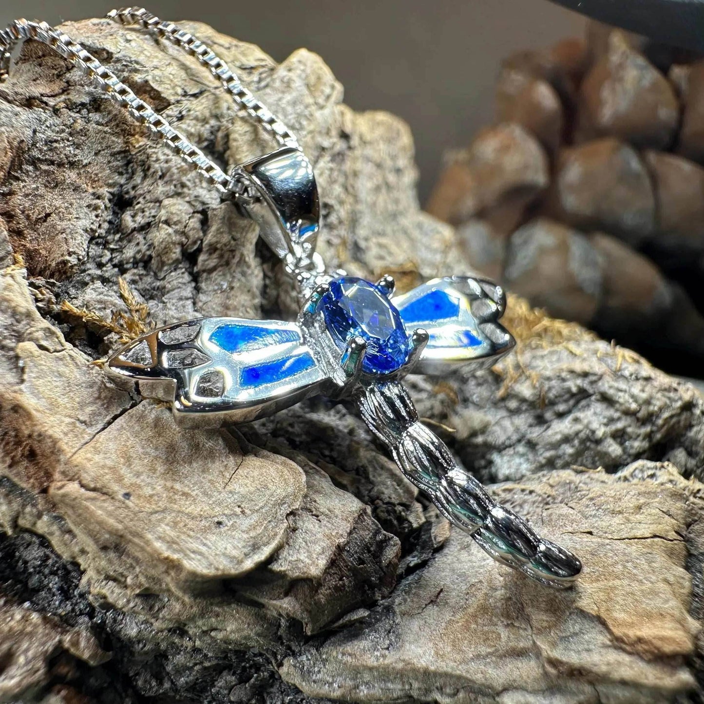 Blue Dream Dragonfly Necklace - 18