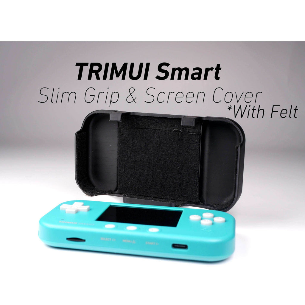 Felt TrimUI Smart Slim Grip 2-in-1 Reversible Screen Cover & Slim Comfort Grip Case with Felt Wrap Ergonomic TRIMUI Handheld 2n1 Deluxe - Black